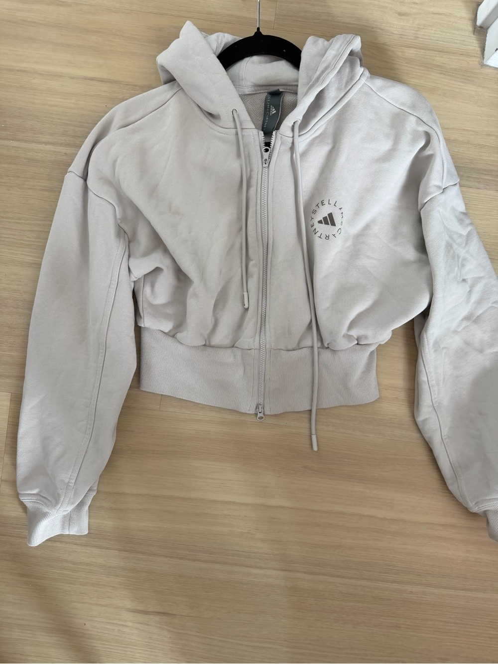 Adidas by Stella McCartney Cropped Zip Hoodie in Light Beige
